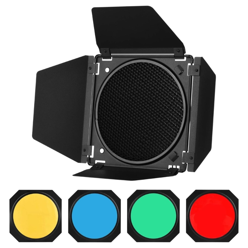 Honeycomb Grid Filter - Barn Door+Honeycomb Grids + 4 Color