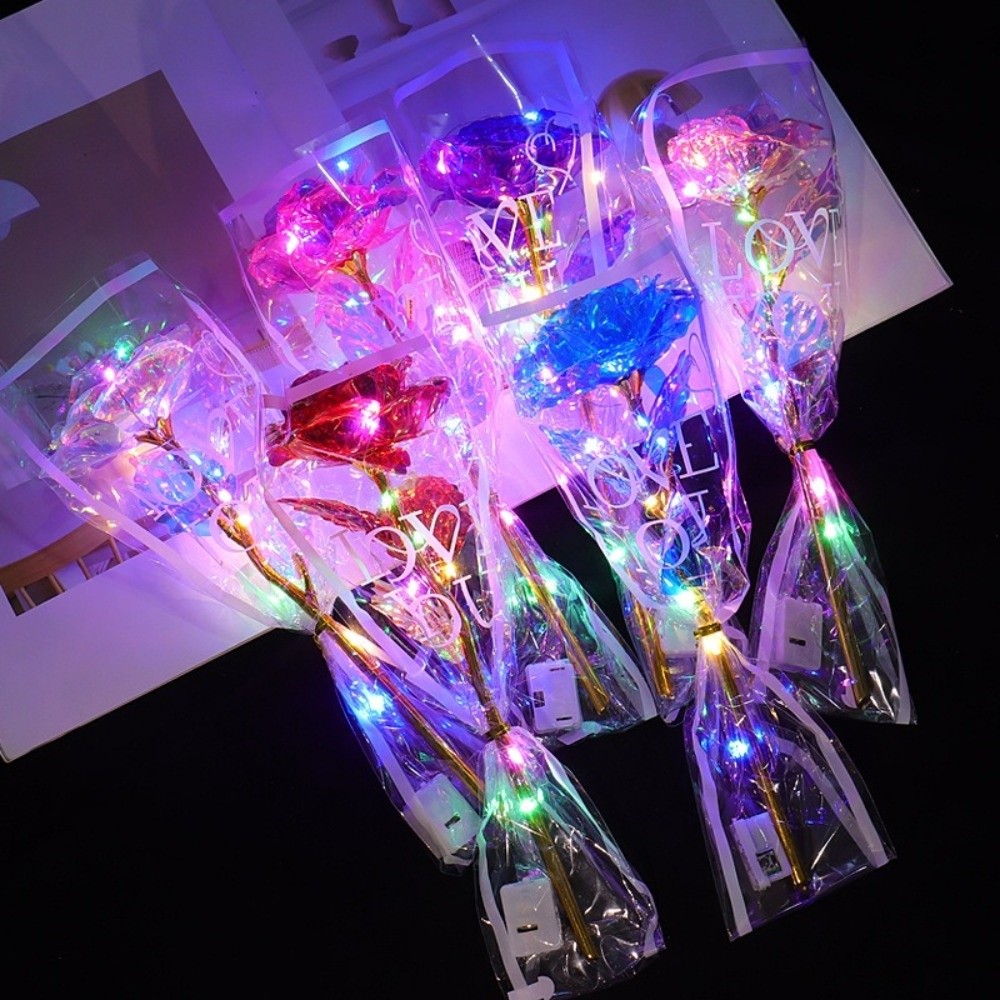 Photography Artificial Lighting - Glowing Gold Foil Rose Flower LED