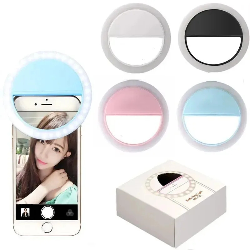 Photography Lighting Products - Clip-On LED Selfie Ring Light, Adjustable