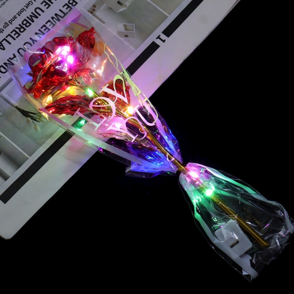 Photography Artificial Lighting - Glowing Gold Foil Rose Flower LED