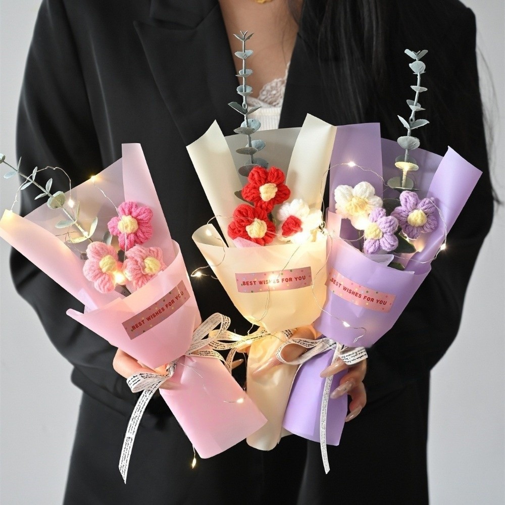 Knitted Crochet Flowers Bouque - Photography Artificial Lighting ulasan dan harga