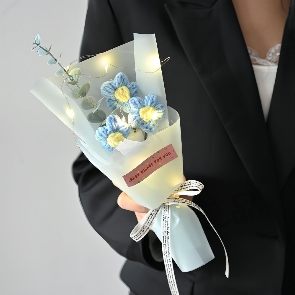 Knitted Crochet Flowers Bouque - Photography Artificial Lighting ulasan dan harga