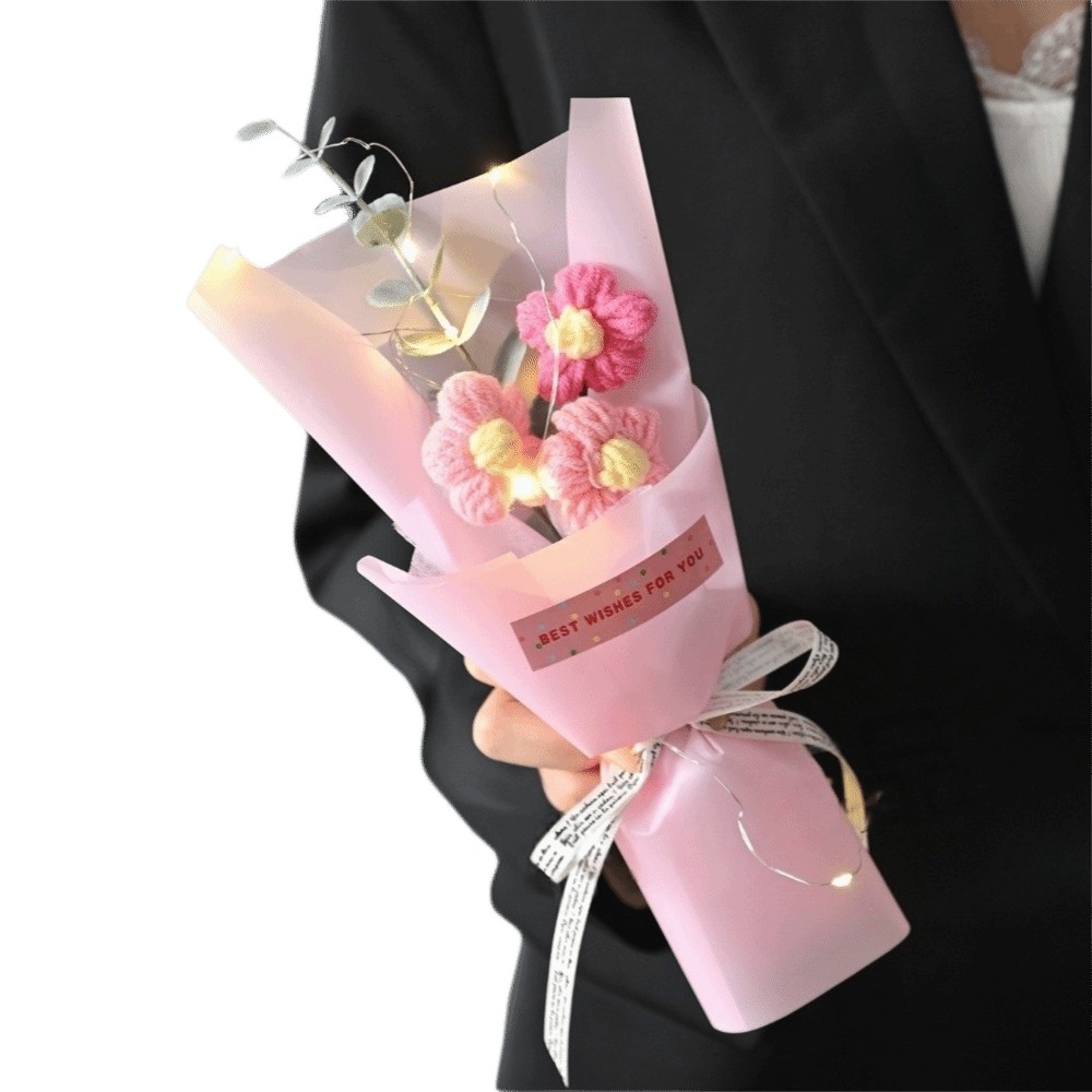 Knitted Crochet Flowers Bouque - Photography Artificial Lighting ulasan dan harga