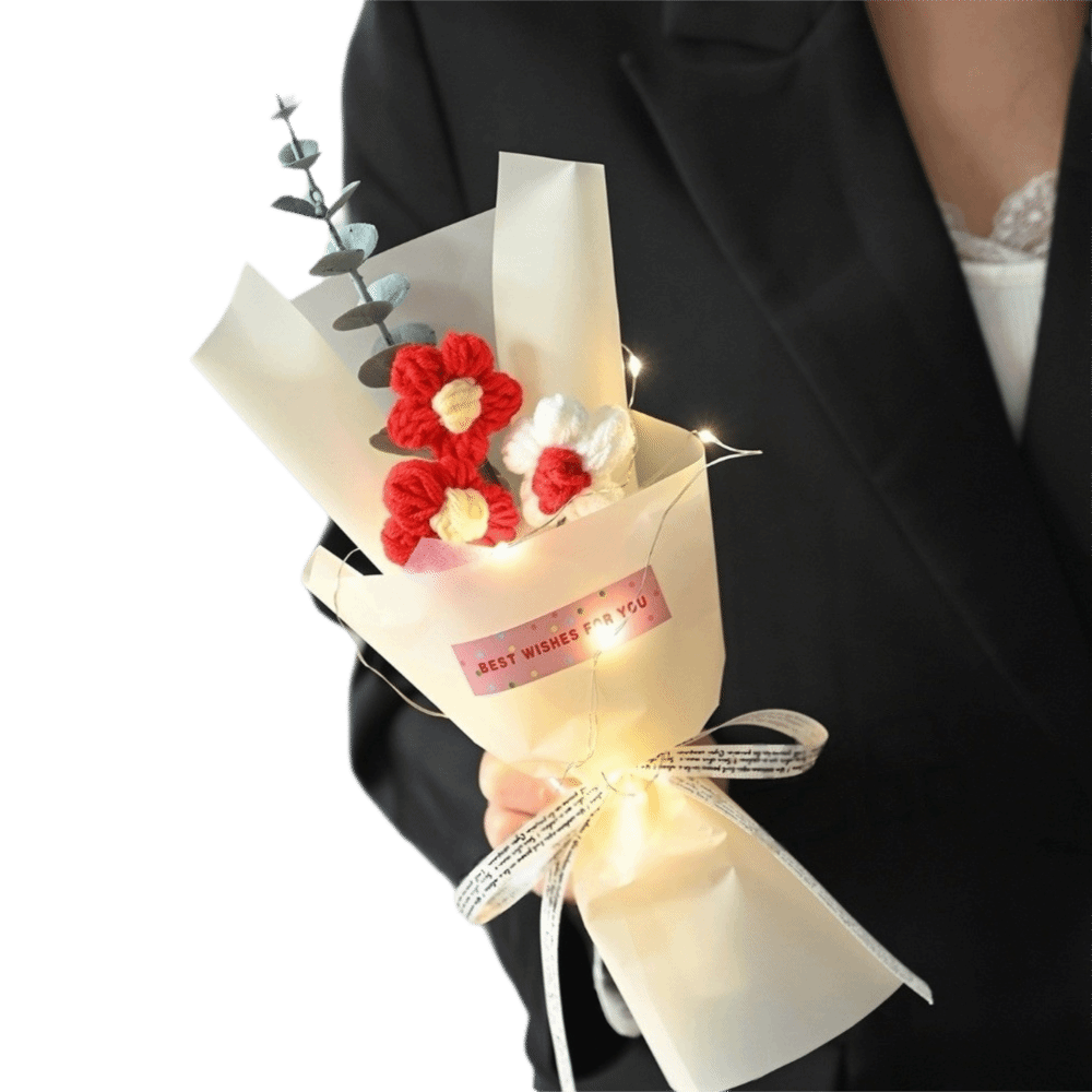 Knitted Crochet Flowers Bouque - Photography Artificial Lighting ulasan dan harga