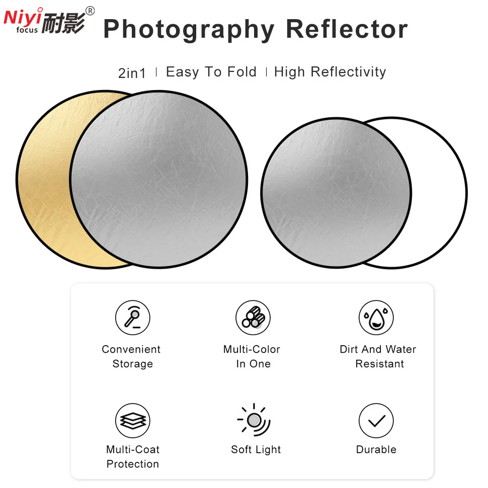 2in1 Round Portable Reflector  - Photography Lighting Reflector ulasan dan harga